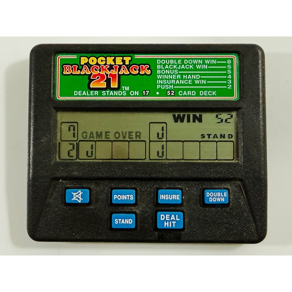 Radica Pocket Blackjack 21 Handheld Game Unisex OS Black Model 1350 Retro LCD